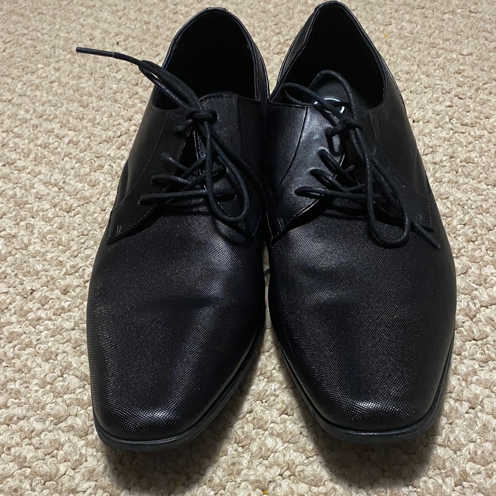 Calvin Klein Mens size 13 classic black dress shoes (wore once in wedding)